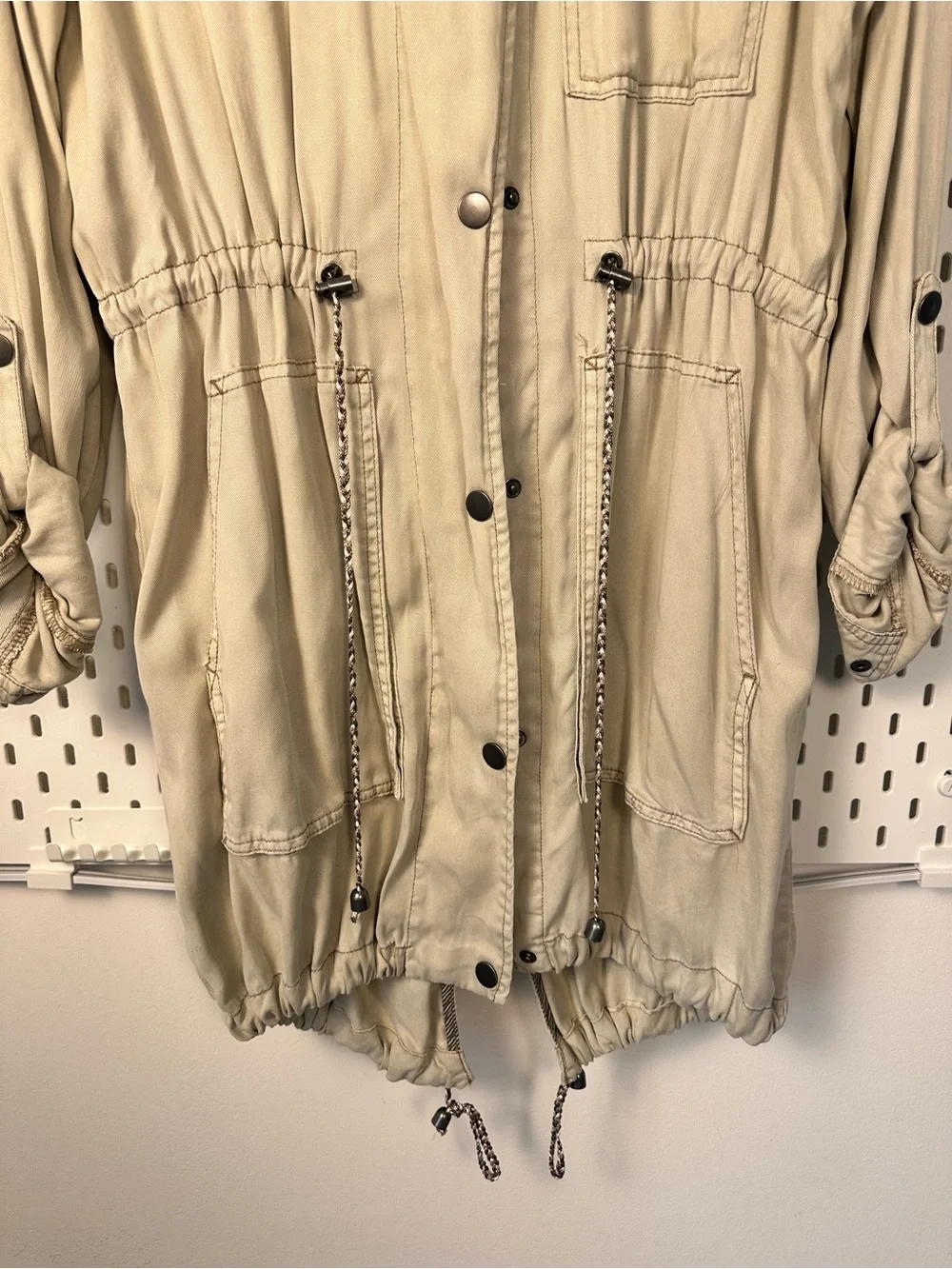 Anthropologie Manto Field‎ Jacket, Khaki Size Large Lightweight Drawstring Waist